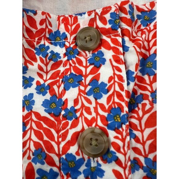 Girls Crewcuts Floral Sleeveless Dress With Ruffle Straps & Button Front Red & B - Picture 8 of 13